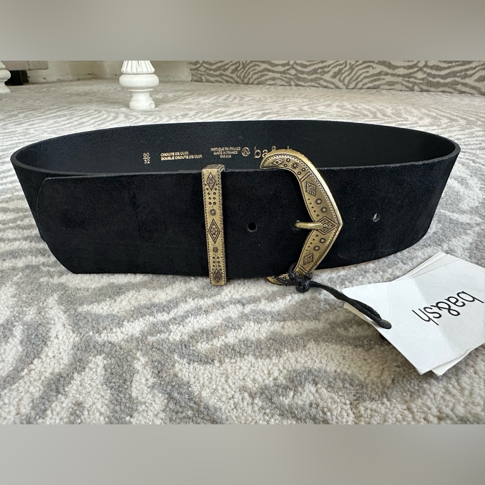 ba&sh Black Belt with Gold Buckle